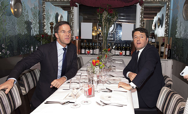 Cena con Matteo Renzi e Mark Rutte