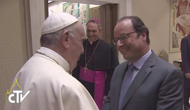 Papa Francesco incontra il presidente francese Hollande