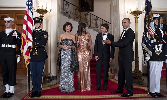 Cerimonia di accoglienza alla cena di Stato presso la Casa Bianca