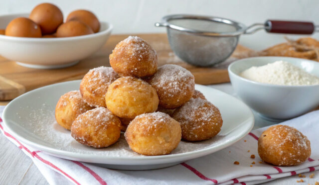 Castagnole di Carnevale morbide fatte in casa ricoperte di zucchero