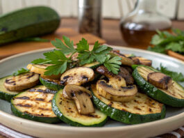 Ricetta zucchine e funghi grigliati con prezzemolo