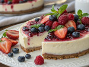 Un dolce fresco e leggero: cheesecake con yogurt greco e frutti di bosco
