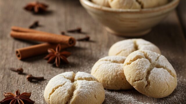 Cavallucci di Siena, biscotti speziati di Natale dall'aspetto rustico, disposti su piatto in ceramica bianca.