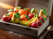 Marzapane fatto in casa: tutti i segreti per una colorazione naturale e brillante Marzapane fatto in casa, colorato naturalmente e plasmato, poggiato su una cassettina di legno rustico.