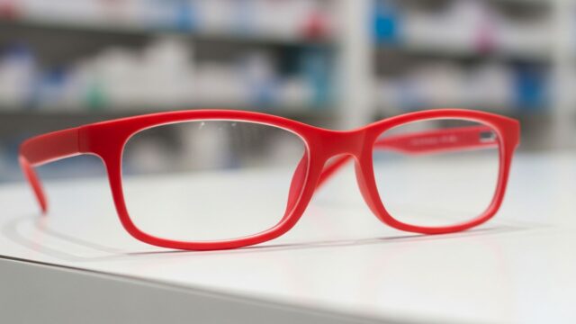 Primo piano su occhiali low cost.