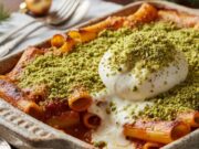 Paccheri al forno con pistacchio e burrata: il primo piatto di Natale che si prepara in 20 minuti (e sembra fatto da uno Chef) Paccheri al forno con cremosa burrata e granella di pistacchio, serviti in una teglia rustica per le feste.