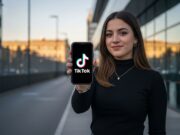 Creator economy: quanto guadagnano veramente le star di TikTok Italia nel 2025 Giovane creator italiana di TikTok che tiene in mano un telefono con un logo di TikTok stilizzato, in una scena moderna e ben illuminata.