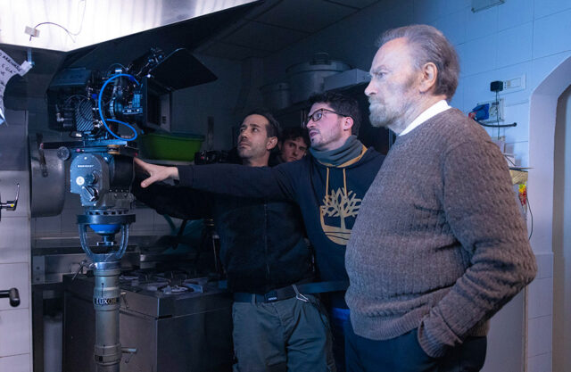 Franco Nero e il cast sul set del cortometraggio Il vecchio terribile di Jacopo Marchini