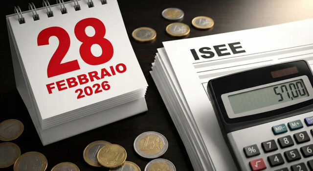 Calendario scadenza 28 Febbraio 2026 con modulo ISEE e calcolatrice importo minimo Assegno Unico