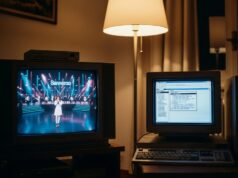 Sanremo 1998 e il caos regolamentare: la regola suicida che umiliò i Big in gara TV a tubo catodico accesa su Sanremo 1998 e un vecchio computer anni 90 acceso