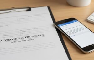 Tasse locali e Tari 2019: quando l’avviso di accertamento è prescritto e come annullarlo Avviso accertamento 2019 su scrivania con smartphone che mostra istanza autotutela PEC