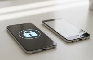 App bancarie e fine supporto: i requisiti Android e iOS per non perdere l’accesso al conto da marzo 2026 Smartphone moderno con lucchetto di sicurezza accanto a un vecchio telefono spento su una scrivania.