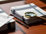 Controlli Superbonus 2026: la nuova sentenza di Cassazione sui sequestri preventivi Documenti fiscali e lente di ingrandimento su una scrivania in legno pulita