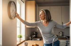 Ora legale 2026: quando cambia e l’errore manuale che rompe gli orologi Una donna sposta le lancette di un orologio da parete con le dita sul quadrante