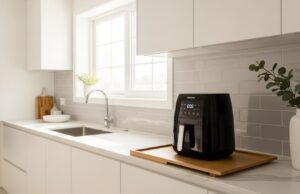 L’errore che fai con la friggitrice ad aria e che ti sta rovinando i mobili della cucina Friggitrice ad aria distanziata in sicurezza dal muro della cucina