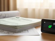 Bonus caldaia 2026: requisiti Agenzia delle Entrate e regole direttiva case green Termostato intelligente moderno con icona ecologica e documenti fiscali su una scrivania ordinata, simboleggiante il Bonus Caldaia 2026 e la transizione energetica.