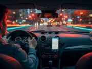 Nuovo Codice della strada 2026: la mossa con lo smartphone che fa scattare la sospensione della patente Interno di un'auto di notte con smartphone correttamente posizionato su supporto magnetico per evitare la sospensione della patente secondo il nuovo codice della strada 2026