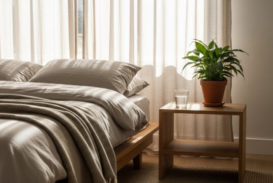 Ora legale 2026: come evitare il mini jet-lag e i rischi della melatonina Camera da letto serena e luminosa al mattino, arredamento naturale e rilassante per favorire il riposo circadiano.