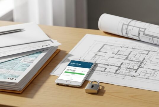 Bonus ristrutturazione 2026: la trappola burocratica che fa crollare il rimborso al 36% Scrivania ordinata con documenti fiscali e planimetria per la tutela della pratica del bonus edilizio.