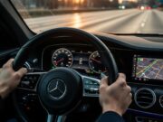 Rinnovo patente over 70 e 80 nel 2026: i test medici e i falsi miti europei Dettaglio degli interni in pelle di una vettura premium con cruscotto digitale luminoso.