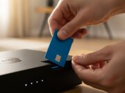 Schermo nero Tivùsat: le smartcard disattivate nel 2026 e come riconoscere quelle a rischio Mani che estraggono una vecchia smartcard azzurra dal decoder televisivo in un salotto luminoso.