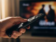 Smart TV: come disattivare il Motion Smoothing per vedere film in qualità cinema Mano di un uomo maturo che usa un telecomando nero per disattivare le impostazioni della smart TV.