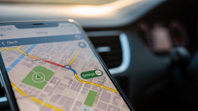Schermo dello smartphone con il menu di Google Maps e il comando per disattivare gli edifici 3D.