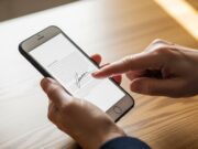 Come firmare un documento PDF dal cellulare senza doverlo stampare Mani di una persona adulta che firmano un documento digitale sul display di uno smartphone appoggiato su una scrivania in legno chiaro.