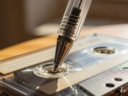 Musicassette e penna Bic: a cosa serviva davvero il gesto che facevamo tutti Penna trasparente esagonale incastrata nel rocchetto di una vecchia musicassetta.