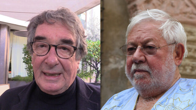 Primo piano affiancato del regista Neri Parenti e dell'attore comico Paolo Villaggio. Il loro storico sodalizio per i film di Fantozzi è nato per uno scambio di persona.
