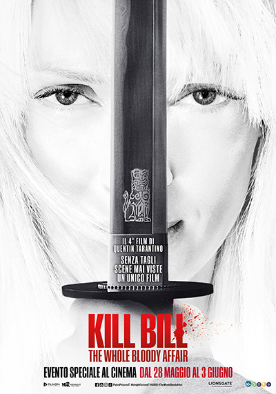 Poster ufficiale italiano di "Kill Bill: The Whole Bloody Affair" di Quentin Tarantino, al cinema dal 28 maggio al 3 giugno 2026