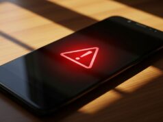 Android ti avvisa se chi chiama non è il vero contatto: come funziona e quando scatta davvero Smartphone su tavolo in legno con icona rossa di avviso accesa sullo schermo scuro durante una chiamata