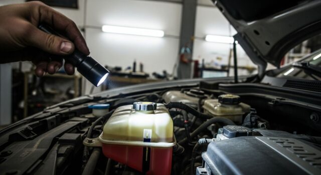 Controllo del vaso d'espansione del liquido raffreddamento nel vano motore prima delle vacanze