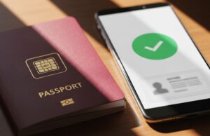 Passaporto su Google Wallet in Italia: cos’è ID Pass e dove non funziona Passaporto elettronico con chip NFC accanto a smartphone con schermata di verifica identità digitale Google Wallet