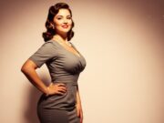 Maggiorata fisica: la vera storia della parola che ha raccontato la bellezza italiana Ritratto vintage di una donna dal fisico curvy in abito anni '50, stile maggiorata fisica del cinema italiano