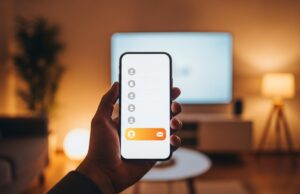Netflix cambia le regole dei profili condivisi: chi rischia di restare fuori e perché Mano che regge uno smartphone con la lista dei profili Netflix e l'icona email da aggiungere in evidenza