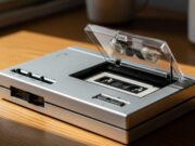 Il walkman a cassette e il gesto che nessuno fa più: girare il lato B Walkman a cassette aperto con musicassetta inserita, dettaglio delle bobine su tavolo in legno