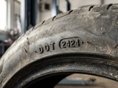 Pneumatico nuovo ma non appena prodotto: il controllo di 10 secondi prima di pagarlo Codice DOT 2424 in rilievo sul fianco del pneumatico, indicante la settimana e l'anno di produzione