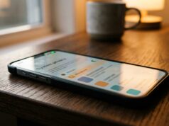 Il microfono non ti registra in continuo: il test che lo dimostra e le impostazioni giuste Smartphone su tavolo in legno con schermata impostazioni privacy e permesso microfono attivo