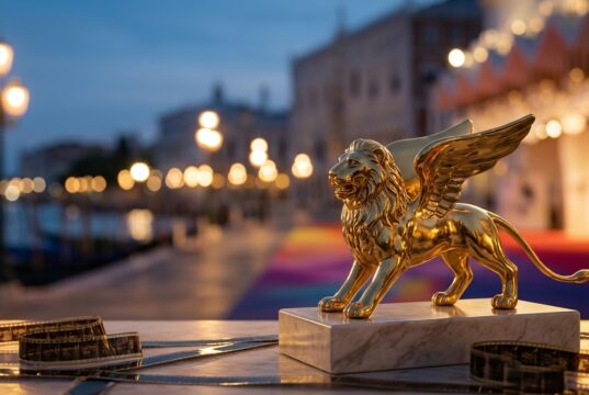 Mostra del Cinema di Venezia 2026: quando inizia, chi riceve il Leone d’oro e come seguirla da casa Statuetta del Leone d'oro, premio della Mostra del Cinema di Venezia 2026, su podio in marmo con pellicole cinematografiche