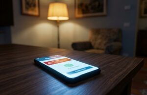 Truffa BANCOMAT Pay: la notifica di pagamento che sta svuotando i conti in queste ore Smartphone con notifica di pagamento sospetta e richiesta di autorizzazione, esempio della truffa BANCOMAT Pay, su tavolo in legno in salotto di sera