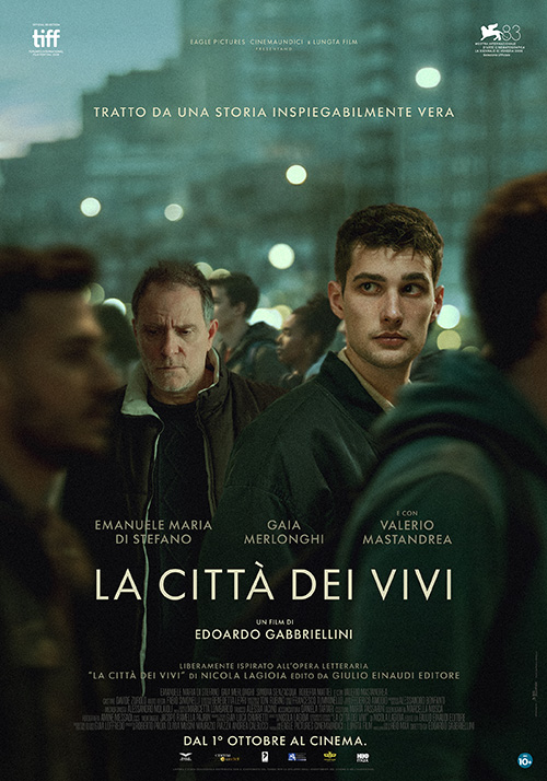 "La città dei vivi", poster ufficiale del film con Valerio Mastandrea, Emanuele Maria Di Stefano e Gaia Merlonghi, al cinema dal 1° ottobre 2026