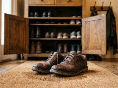 Scarpe bagnate dalla pioggia rimesse subito in scarpiera: l’errore che si paga dopo giorni Scarpe di pelle bagnate dalla pioggia davanti alla scarpiera aperta di casa
