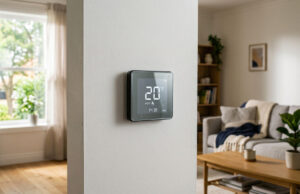 Il gas in vista dell’inverno tra consumi, approvvigionamenti e nuove abitudini degli italiani Termostato da parete moderno che segna 20 gradi in un salotto ordinato.