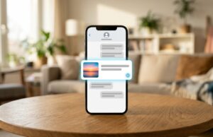 WhatsApp cambia il modo di aprire i link nelle chat: la novità in arrivo per milioni di italiani Smartphone su un tavolo in un soggiorno con una chat aperta e la scheda di un link evidenziata al centro